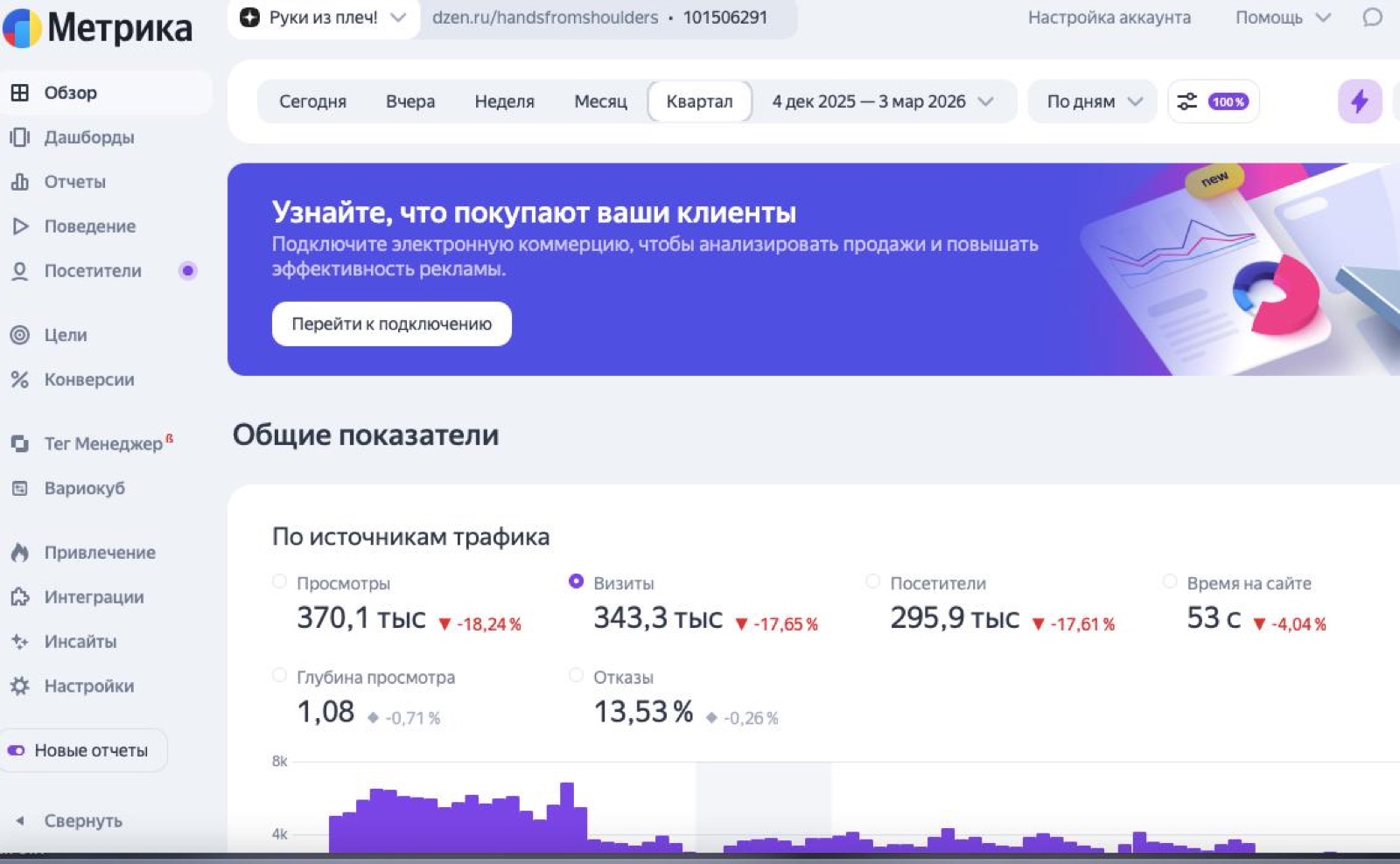 Метрика квартал 295,9K посетителей